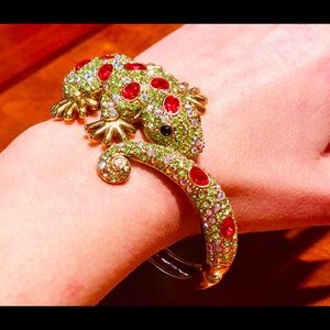 Real Swarovski Multi colored Gecko Hinge Cuff.